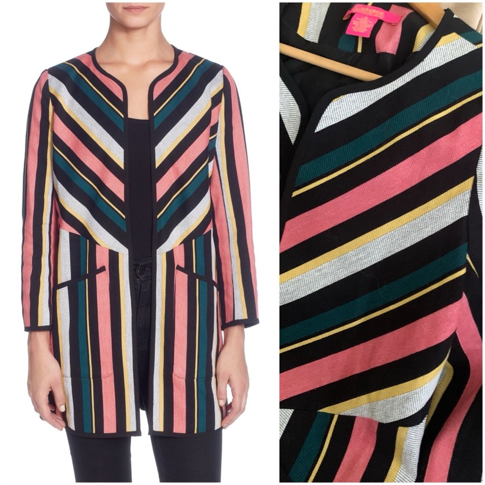 Catherine Malandrino Black Multicolor Striped Jacket